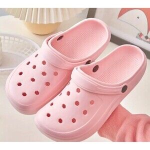 Women's Pink Clogs, Slip-On Strapped, Waterproof Sandals Washable Size 8